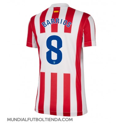 Camiseta Atletico Madrid Pablo Barrios #8 Primera Equipación Replica 2025-26 para mujer mangas cortas Camiseta Atletico Madrid Pablo Barrios #8 Primera Equipación Replica 2025-26 para mujer mangas cortas